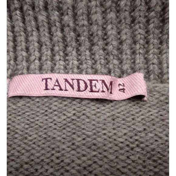 TANDEM Double Breasted Cardigan Sweater Button Front Taupe Italian Wool Size 42 - Picture 5 of 13
